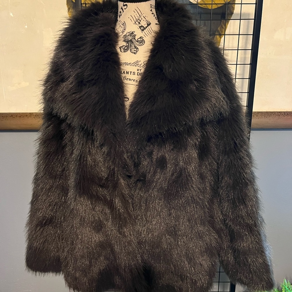 Chocolate Brown Lusso Am Faux Fur Jacket